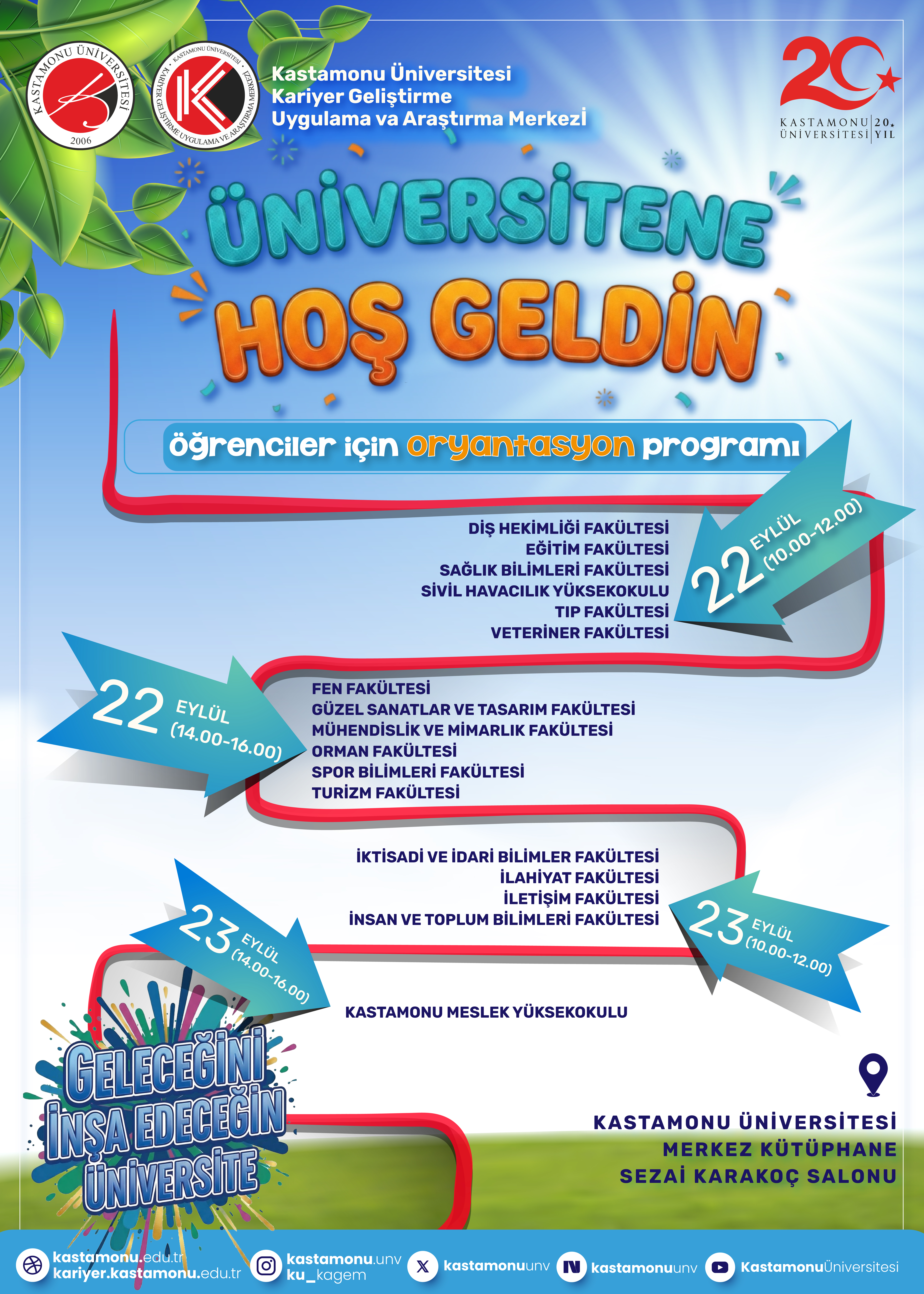 Sivil Havacılık Yüksekokulumuza Yeni Katılan Öğrencilerimiz için Üniversitemiz Merkezi Oryantasyon Programı Düzenlenecek